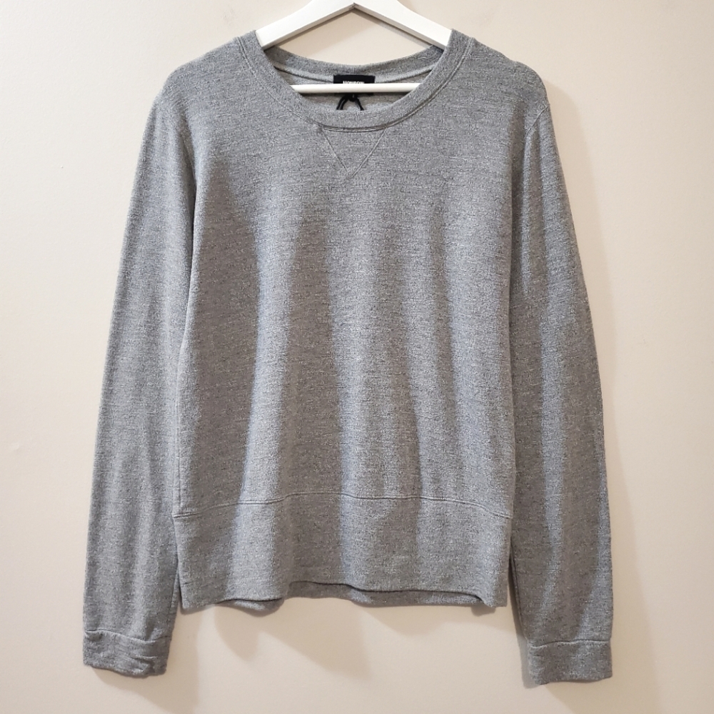 Monrow - Soft Grey Crewneck Long Sleeves Lightweight Sweatshirt - Size S